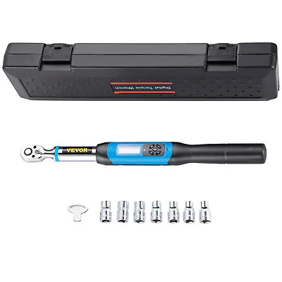 VEVOR 3/8  Digital Torque Wrench 1.1-22.12 Ft-lbs Adjustable 7 Socket W/ Case • $79.99