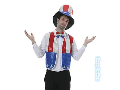 W-N3-3  Sequined Uncle Sam Patriotic American USA Independance Costume Kit M/L • $24.76