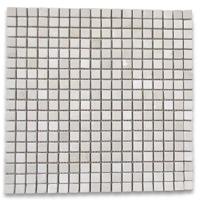 M22XT Tumbled Crema Marfil Marble 5/8x5/8 Square Mosaic NonSlip Shower Tile • £35.70