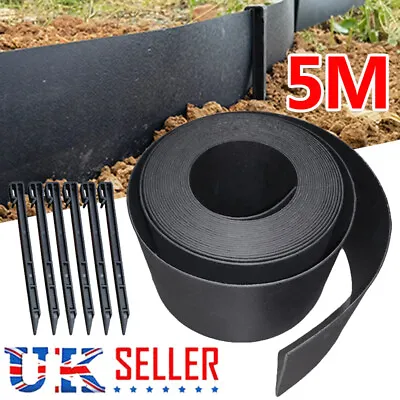 5 Metre FLEXIBLE GARDEN BORDER GRASS LAWN PATH EDGING W/ 6 PLASTIC PEGS G • £9.99