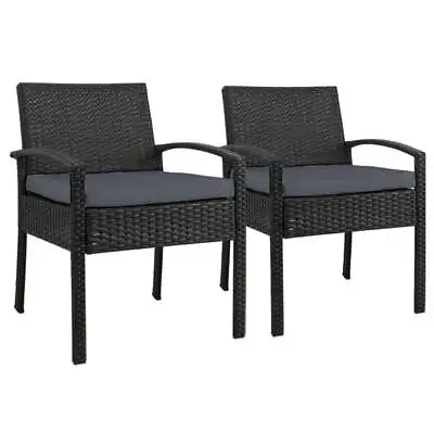 $167.99 • Buy Set Of 2 Outdoor Dining Chairs Wicker Chair Patio Garden Furniture Lounge Set...
