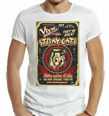 STRAY CATS ROCKABILLY T SHIRT Carl Perkins Jerry Lee Lewis Eddie Cochran Retro • £6.99