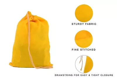 Yellow Cotton Reusable Produce Muslin Bags –Multipurpose Pouch Holiday Bag Sack • $5.99