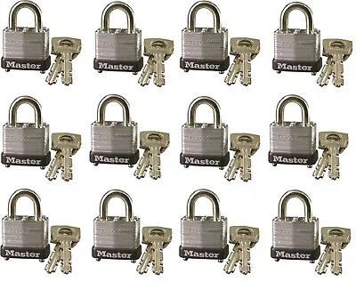 12 Padlock Master Lock 10KA L23 Keyed Alike Warded 1.5  Length 7/16x3/8 Throat • $34.99