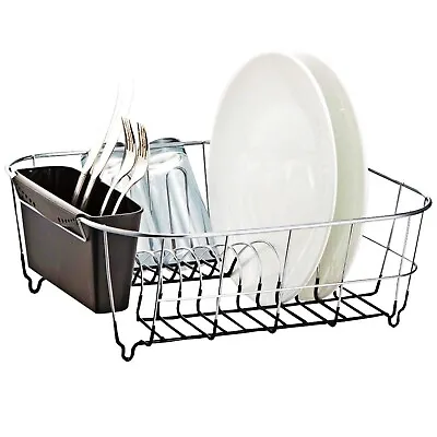 Kitchen Steel Over Sink Dish Drying Rack With Cutlery Holder Drainer Organizer • $21.99