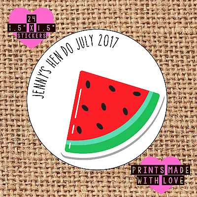 Hen Do Night Stickers Personalised X24 80s Watermelon Thank You For Coming   • £2