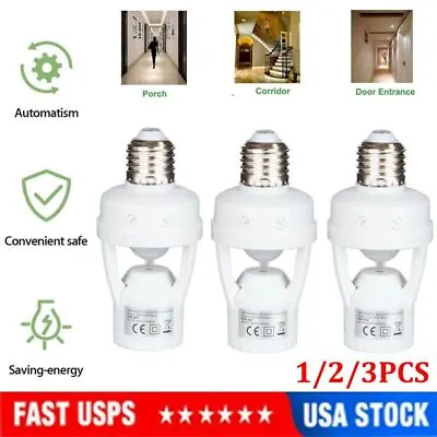 Infrared PIR Motion Sensor E27 LED Light Lamp Bulb Holder Socket Switch 110/220V • $8.91