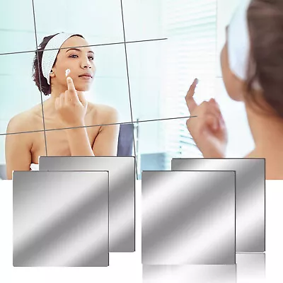 4x 30cm Mirror Wall Sticker Sheet Self Adhesive Bathroom Room DIY Decor Stick On • $26.89