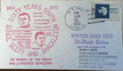 1972 UNITED STATES NAVY McMURDO STATION ANTARCTIC SCOTT & SHACKLETON COVER • $8.83