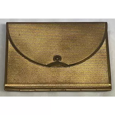 Vintage Coty Metal Compact Envelope Shape Trifold Makeup Case Brass Look • $17