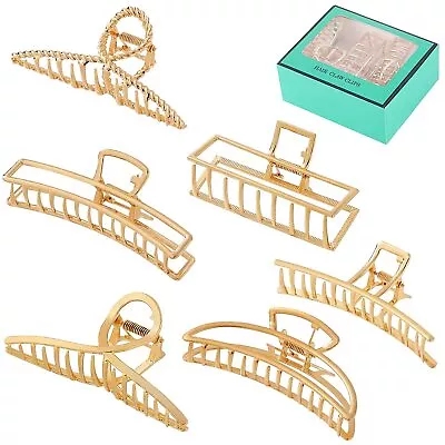 6 Pack Large Metal Hair Claw Clips Nonslip Hair Clips For Thick Thin Hair(Gold) • $15.99