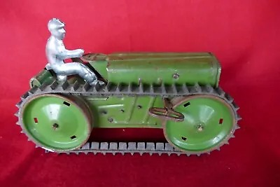 Antique Mar Marx Green 1920s Lag Tractor Crawler Dozer Wind Up Working Condition • $45