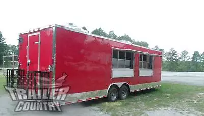 New 2024 8.5x28 8.5 X 28 V-nosed Enclosed Concession Food Vending Bbq Trailer • $59495