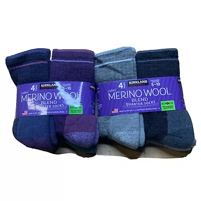 Kirkland Signature Ladies` Merino Wool Quarter Socks 4 Pack  Variety • $18.99