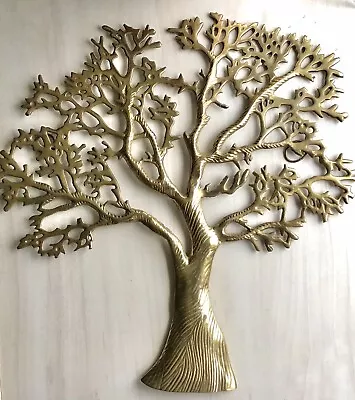 VTG Mid Century Brass Bonsai Tree Of Life Wall Hanging Art Sculpture 14”x 14” • $47