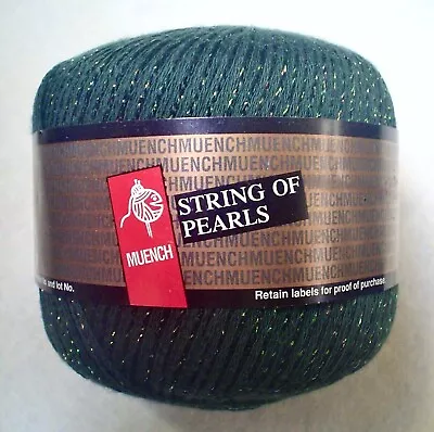 Muench STRING OF PEARLS Yarn #4016 DARK GREEN With MULTI SPARKLE 50 Grams • $11.39