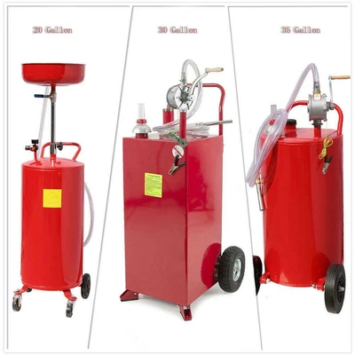 $146.77 • Buy 20 30 35 Gallon Gas Caddy/Oil Drain Tank Automotive Fuel Transfer Pump Portable