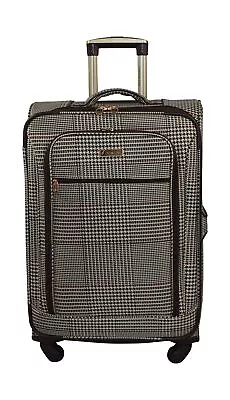 LONDON FOG Softside Spinner Luggage Brown Cream Houndstooth Plaid Checked-M... • $255.56