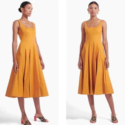 $200 • Buy NEW Staud Wells Midi Dress 00 Yellow