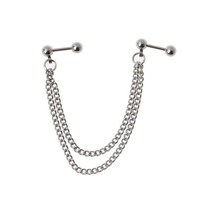 £3.10 • Buy Stainless Steel Double Piercing Double Hole Chain Earrings Piercing Jewelry Gift