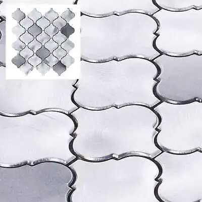 Gray Silver Aluminum Metallic Metal Arabesque Mosaic Tile Kitchen Backsplash • $3.99