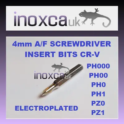 4mm A/F PH & PZ BITS CR-V STEEL ELECTROPLATED 28mm LONG MINI MICRO / BIT HOLDER • £2.99