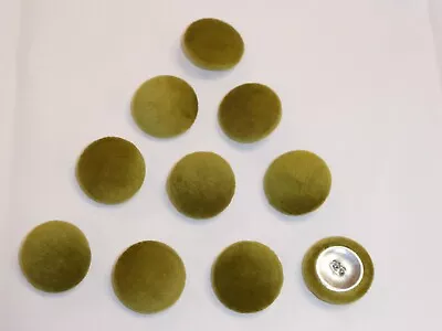 10 X Upholstery Buttons In OLIVE GREEN - Plush Velvet (Size: 25mm) • £4.95