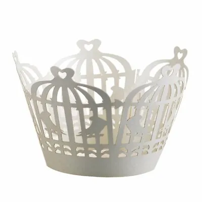£4.45 • Buy 24 Cupcake Wrappers Birdcage Laser Cut Cases Cake Wedding Birthday Party Shower