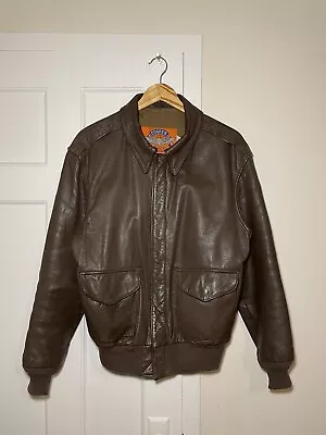 Cooper A-2 Leather Bomber Jacket 42R Goatskin Brown Made In USA Ideal Zipper VTG • $145