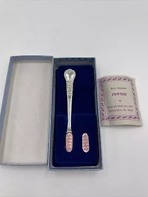 Vintage Web Pewter Silver Baby Tooth Brush Collectible Pink • $15