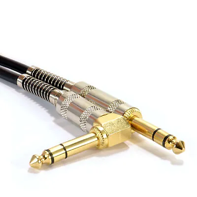 GOLD Right Angle Stereo/Balanced Jack 6.35mm 1/4  Guitar Plugs Cable Lead  3m • £8.11