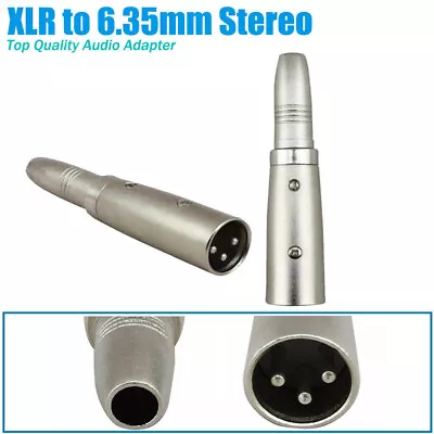 XLR Male To 6.5mm 1/4 Inch TRS Female Adapter Converter 6.35mm Guitar Mic Line • $5.95