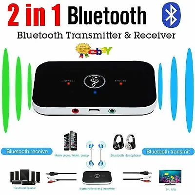 £6.49 • Buy Bluetooth Wireless Audio Transmitter Receiver HiFi Music Adapter AUX RCA 2 In 1