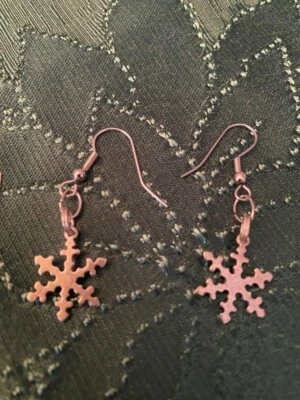 $5 • Buy Vintage Sterling Silver Snowflake  Hook Earrings