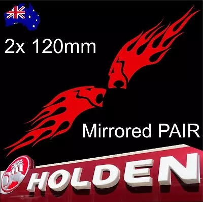 $6.90 • Buy Holden Lion Flames Sticker Decal HSV PAIR 2x CAR Ute 4x4 Vinyl 120mm - RED