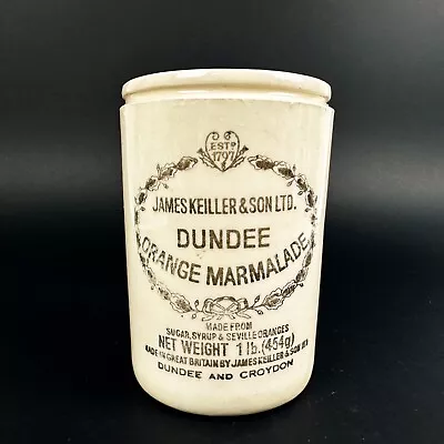 Vintage JAMES KEILLER & SONS DUNDEE Marmalade 1 Lb Stoneware JAR Made In ENGLAND • $55