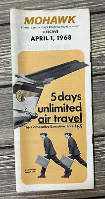 Vintage 1968 April 1 Mohawk Complete System Quick Reference Flight Schedule • $16.49