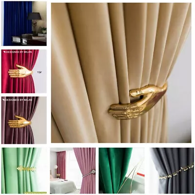 Premium Room Darkening 80% Blockout Velvet Fabric Eyelet | Pleated Top Curtains • $34.16