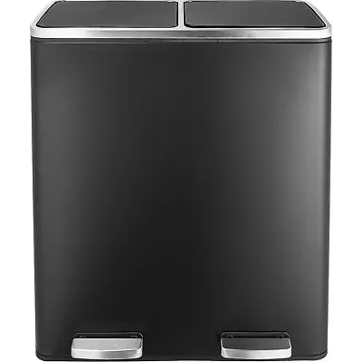 60L / 16 Gal Dual Trash Can Stainless Steel Kitchen Garbage Bin Recycle Dustbin • $103.99