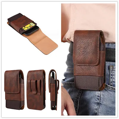 Men Leather Belt Card Holder Wrist Holster Clip Wallet Phone Case For IPhone • $11.47