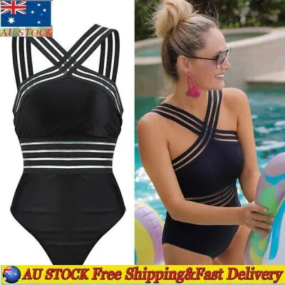 $20.01 • Buy Womens Swimwear Bikini One Piece Monokini Swimsuit Bodysuit Swimming Costume AU