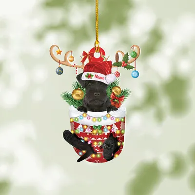 Personalized Black Miniature Schnauzer In Snow Pocket Christmas Ornament Decor • $19.99