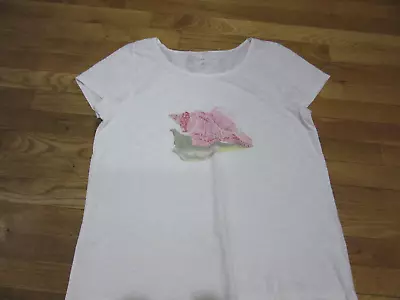 Nwot Womens J Jill Size Large L Pink Beach Cotton Blend Print Tee Shirt $69 • $15.99