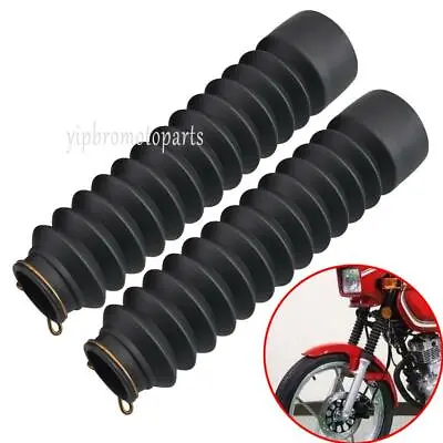 2PC Black Rubber Front Fork Motorcycle Shock Absorber Dust Cover Gaiters Boots • $12.81