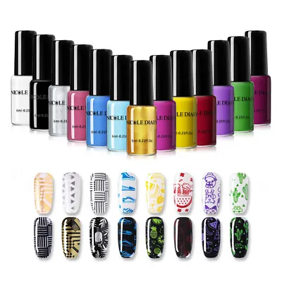 6ml Nail Stamping Polish  Stamping Stencil Template Varnish NICOLE DIARY • £1.79