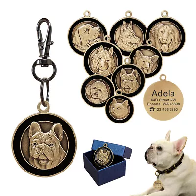 Pet Tags Breed Dog Tag Cat ID Name Identity Tags Disc For Collar Custom Engraved • £8.39