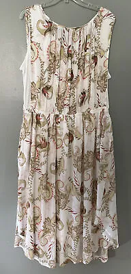 J Jill Paisley Floral Blouson Dress Women’s 2X Mid Length Fully Lined Sleeveless • $29.99