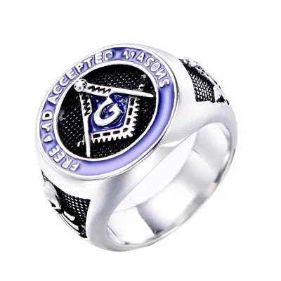 Vintage Free Accepted Masonic Ring Stainless Steel Men's Biker Ring Size 7-13 • $12.98