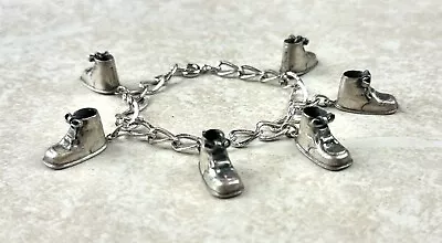 Vintage Kids Shoes Sterling Silver 7” Charm Bracelet Weight 26g • $9.99