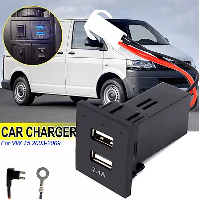 Dual USB Phone Charger Socket LED Light 5V For VW Transporter T5 2.1A Adapter • £9.95